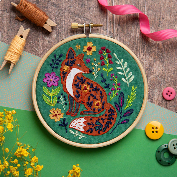 Folk Fox Mini Embroidery Kit | Complete Craft Kit - Freshie & Zero Studio Shop