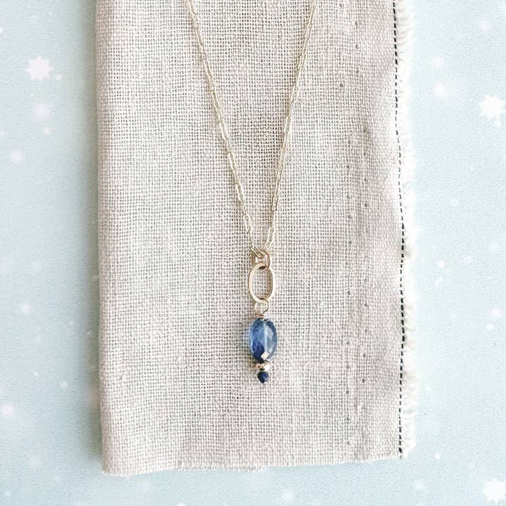 blue sea kyanite little gemstone necklace - Freshie & Zero Studio Shop