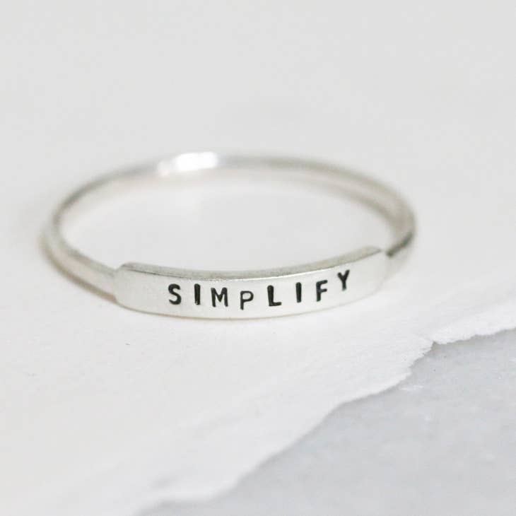 Hand Stamped Message Ring by Christina Kober: SIMPLIFY - Freshie & Zero Studio Shop