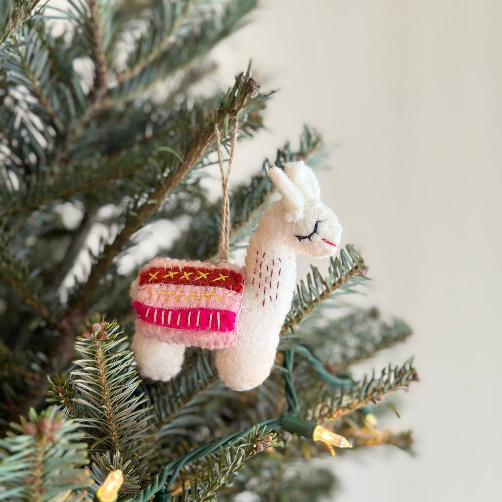 Felt Llama Ornament: Pink / Ornament - Freshie & Zero Studio Shop