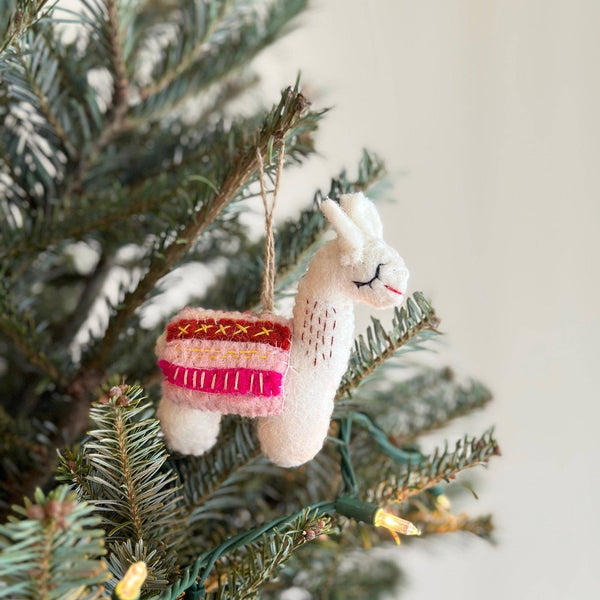 Felt Llama Ornament: Pink / Ornament - Freshie & Zero Studio Shop