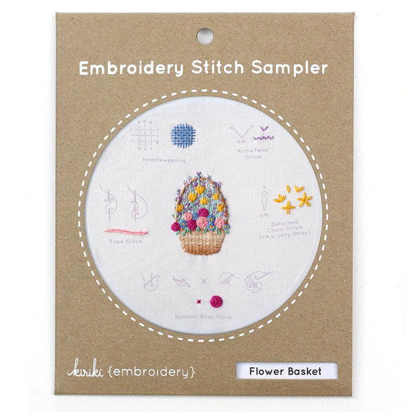 Flower Basket - Embroidery Stitch Sampler - Freshie & Zero Studio Shop