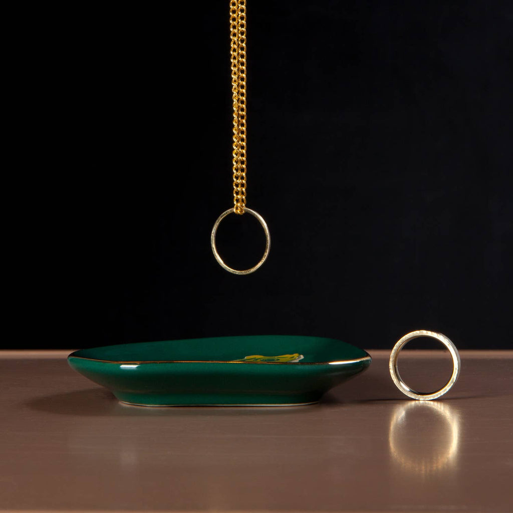Green Frog Shaped Ceramic Trinket Tray - Freshie & Zero Studio Shop