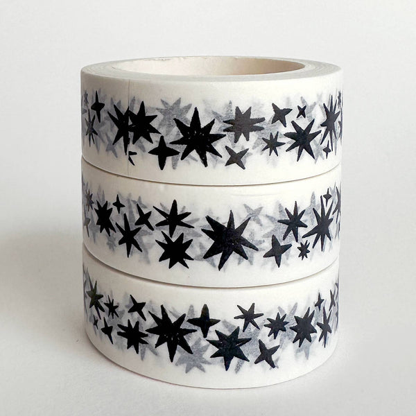 Stars Black and White Pattern Washi Tape - Freshie & Zero Studio Shop