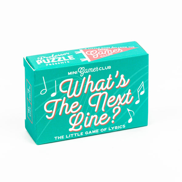 Mini Games Club Tiny Game Box by Professor Puzzle with colorful game pieces and compact storage box.