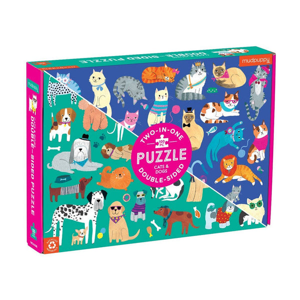Cats & Dogs 100 Piece Double-Sided Puzzle - Freshie & Zero Studio Shop
