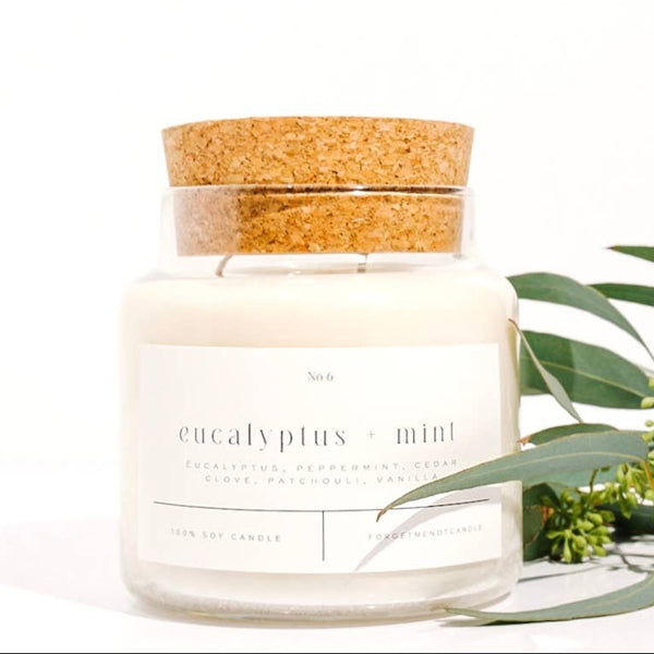 Eucalyptus + Mint 22 oz Glass Candle - Freshie & Zero Studio Shop