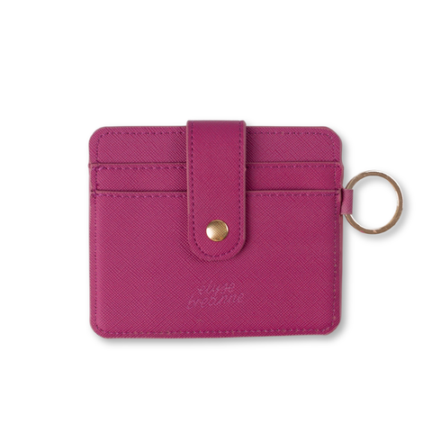 Elyse Breanne Design raspberry keyring card wallet with keyring and card slots, compact accessories for organizing keys and cards.