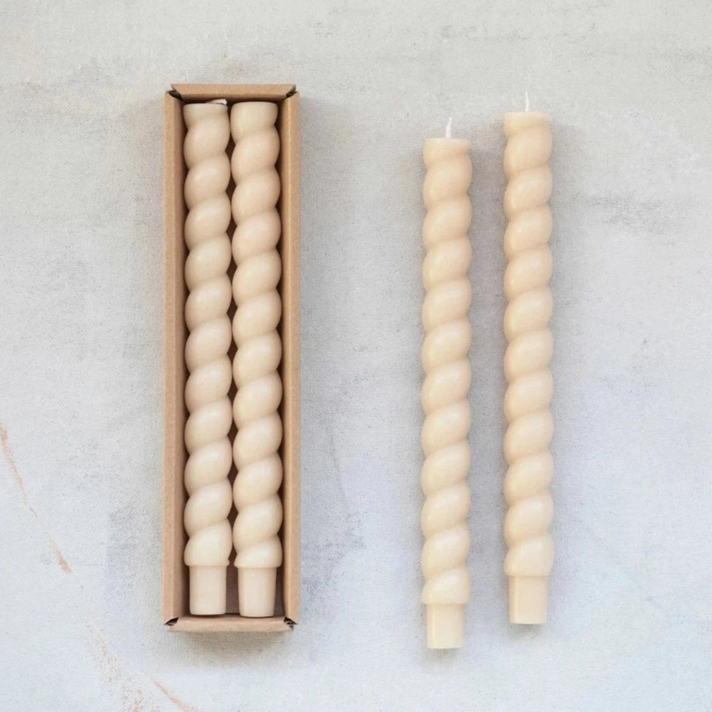 Twisted Taper Candles Set of 2: Cream - Freshie & Zero Studio Shop