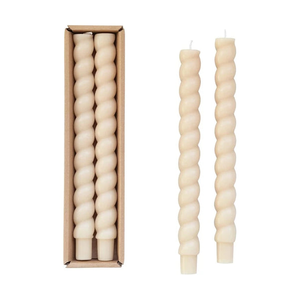 Twisted Taper Candles Set of 2: Cream - Freshie & Zero Studio Shop