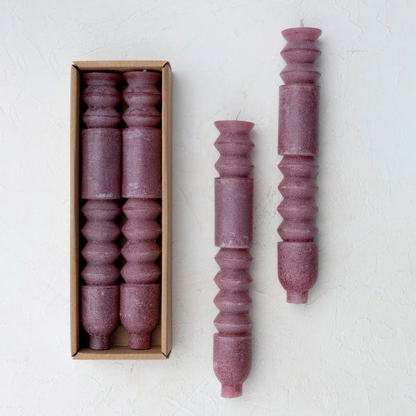 Totem Taper Candles Set of 2: Purple - Freshie & Zero Studio Shop