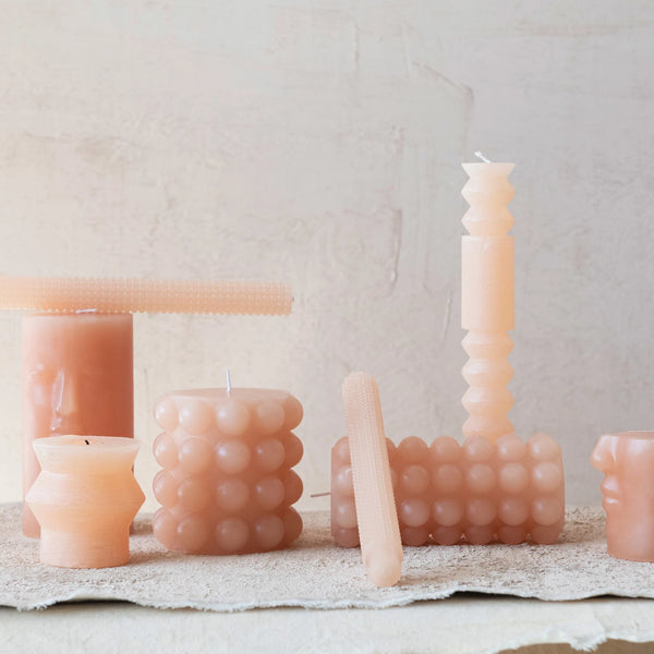 Hobnail 10" Taper Candles Set of 2: Blush - Freshie & Zero Studio Shop