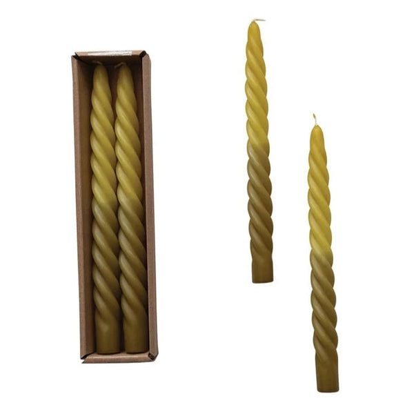 Twisted Taper Candles Set of 2: Ombre Green - Freshie & Zero Studio Shop