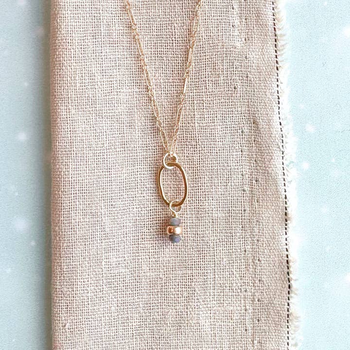 tidal blue little gemstone necklace - Freshie & Zero Studio Shop
