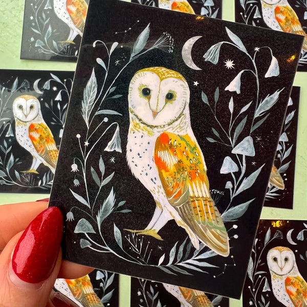 Barn Owl Sticker - glossy - Freshie & Zero Studio Shop