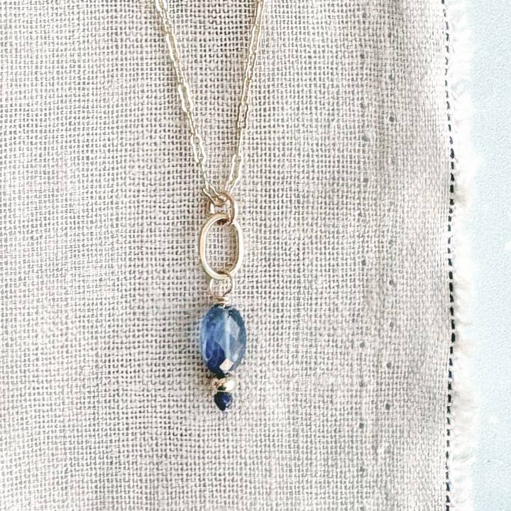blue sea kyanite little gemstone necklace - Freshie & Zero Studio Shop
