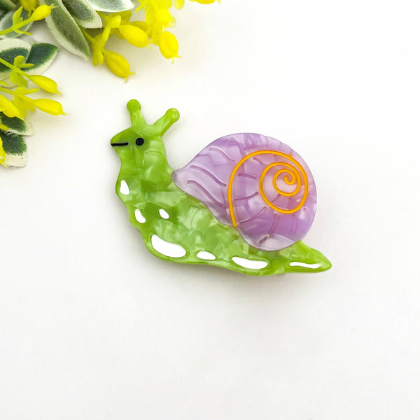 Turtle & Snail Alligator Barrette, Whimsical Side Hair Clip: Snail - Freshie & Zero Studio Shop