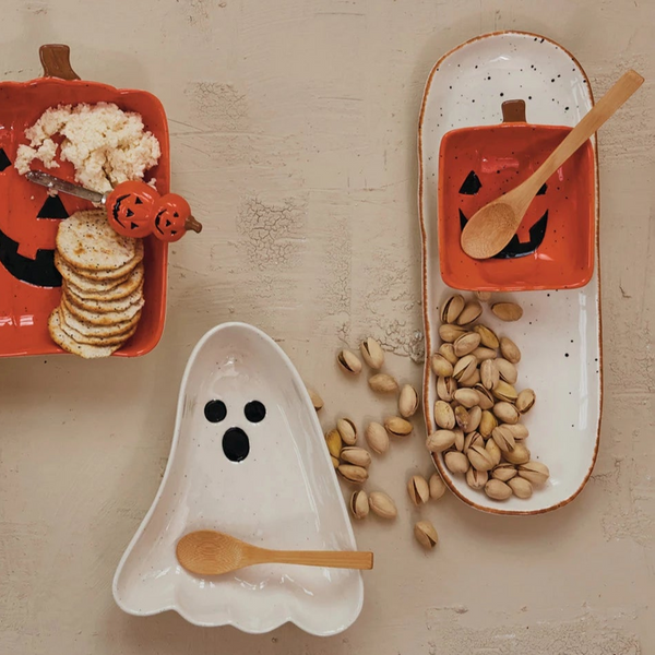 Stoneware Ghost Shaped Dish with Spoon - Freshie & Zero Studio Shop