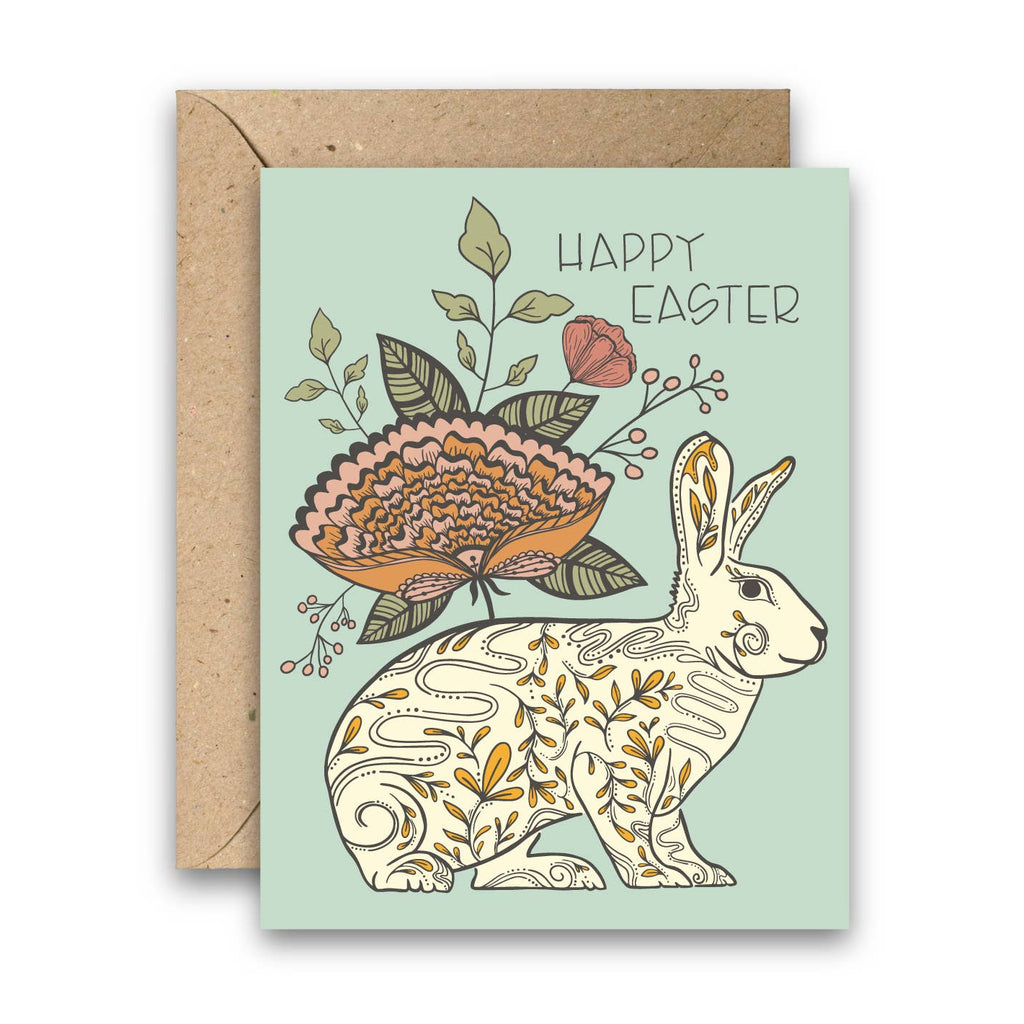 Easter Blossom Bunny – Spring Floral Greeting Card - Freshie & Zero Studio Shop