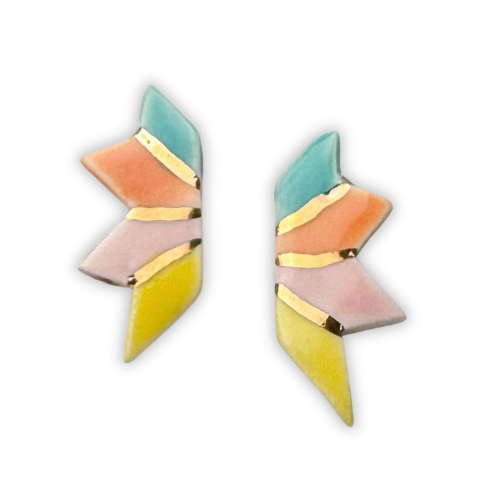 Prismatic Fan Ceramic Stud Earrings - Freshie & Zero Studio Shop
