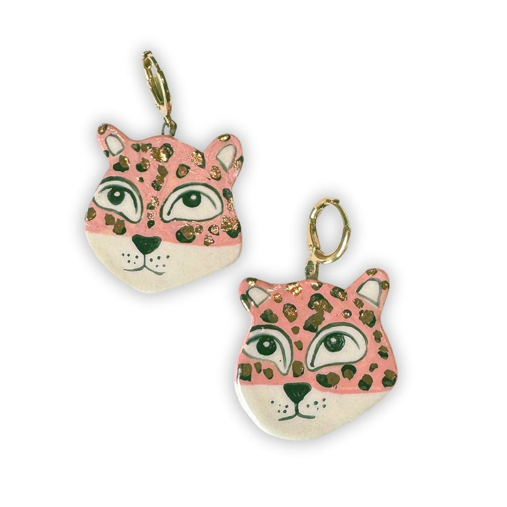 Leopard Handmade Ceramic Statement Earrings - Freshie & Zero Studio Shop