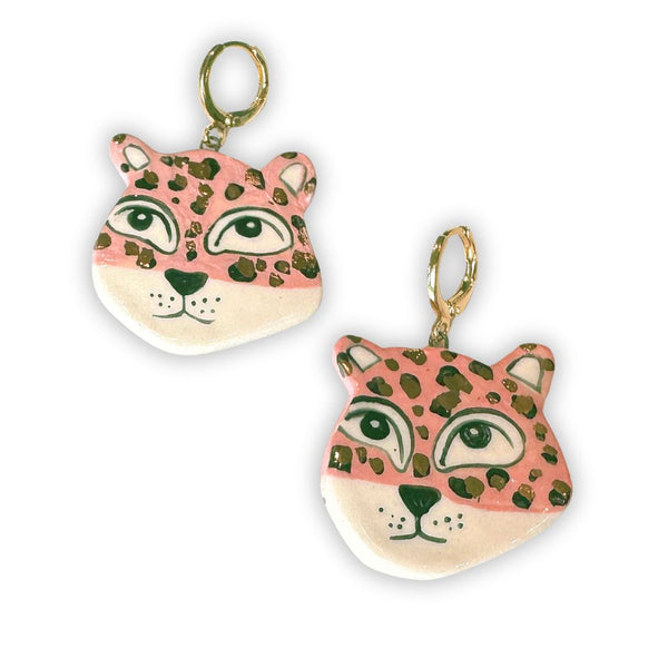 Leopard Handmade Ceramic Statement Earrings - Freshie & Zero Studio Shop