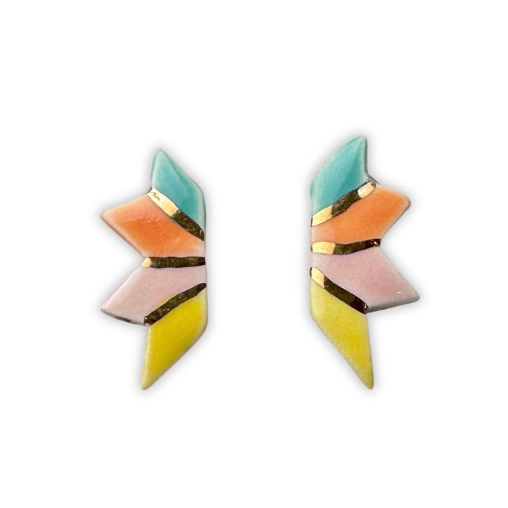 Prismatic Fan Ceramic Stud Earrings - Freshie & Zero Studio Shop