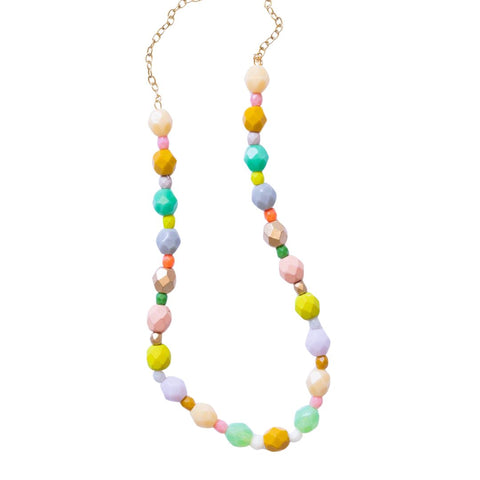 Colorful pastel beaded necklace from Nest Pretty Things featuring vibrant Czech glass beads on a delicate chain.
