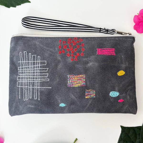 Patches Embroidered Canvas Wristlet    - Freshie & Zero Studio Shop