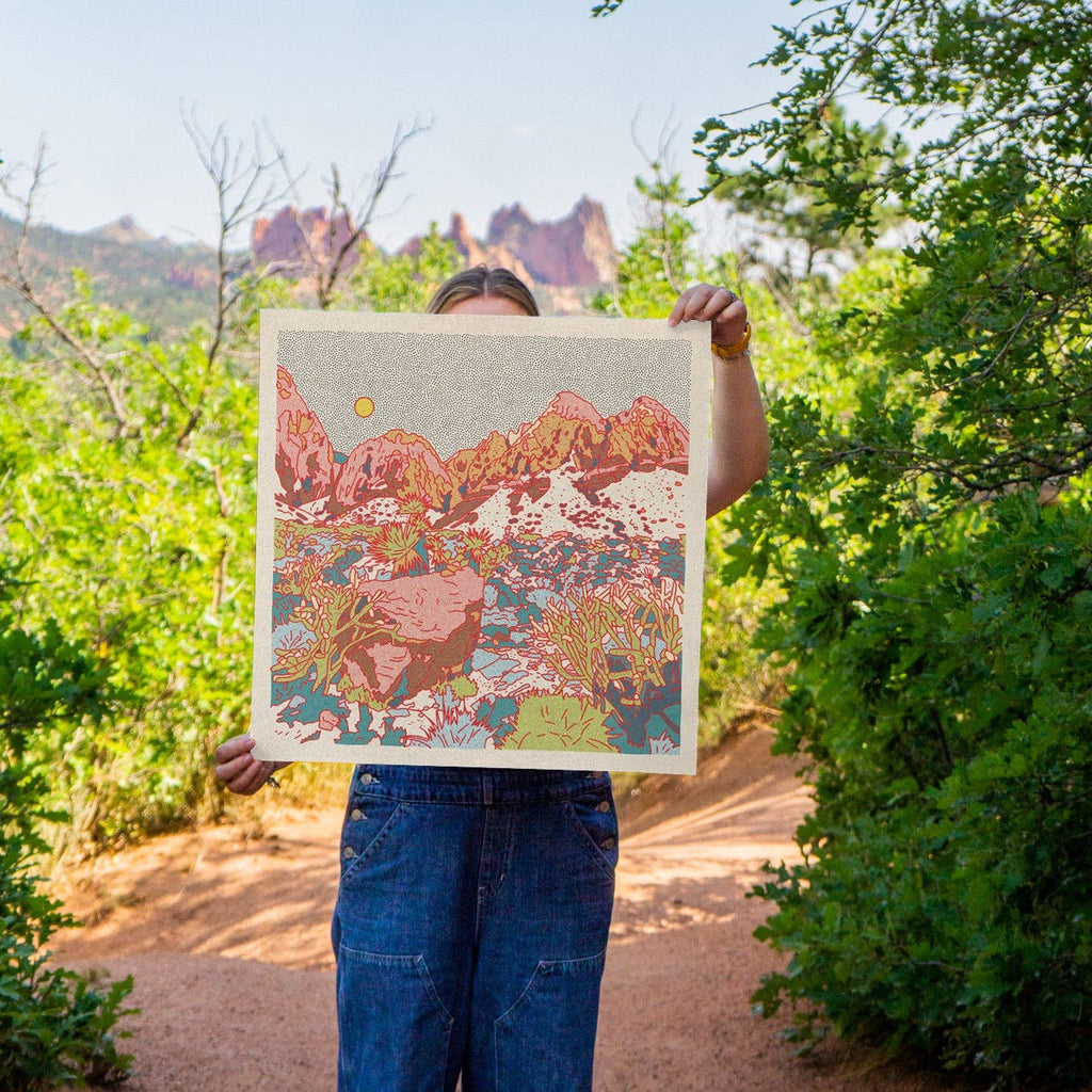 Caroline Clark Desert Mountain #29 art print featuring a minimalist desert mountain landscape in earthy tones