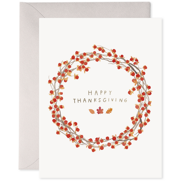 Autumn Berry Wreath Thanksgiving Greeting Card - Freshie & Zero Studio Shop
