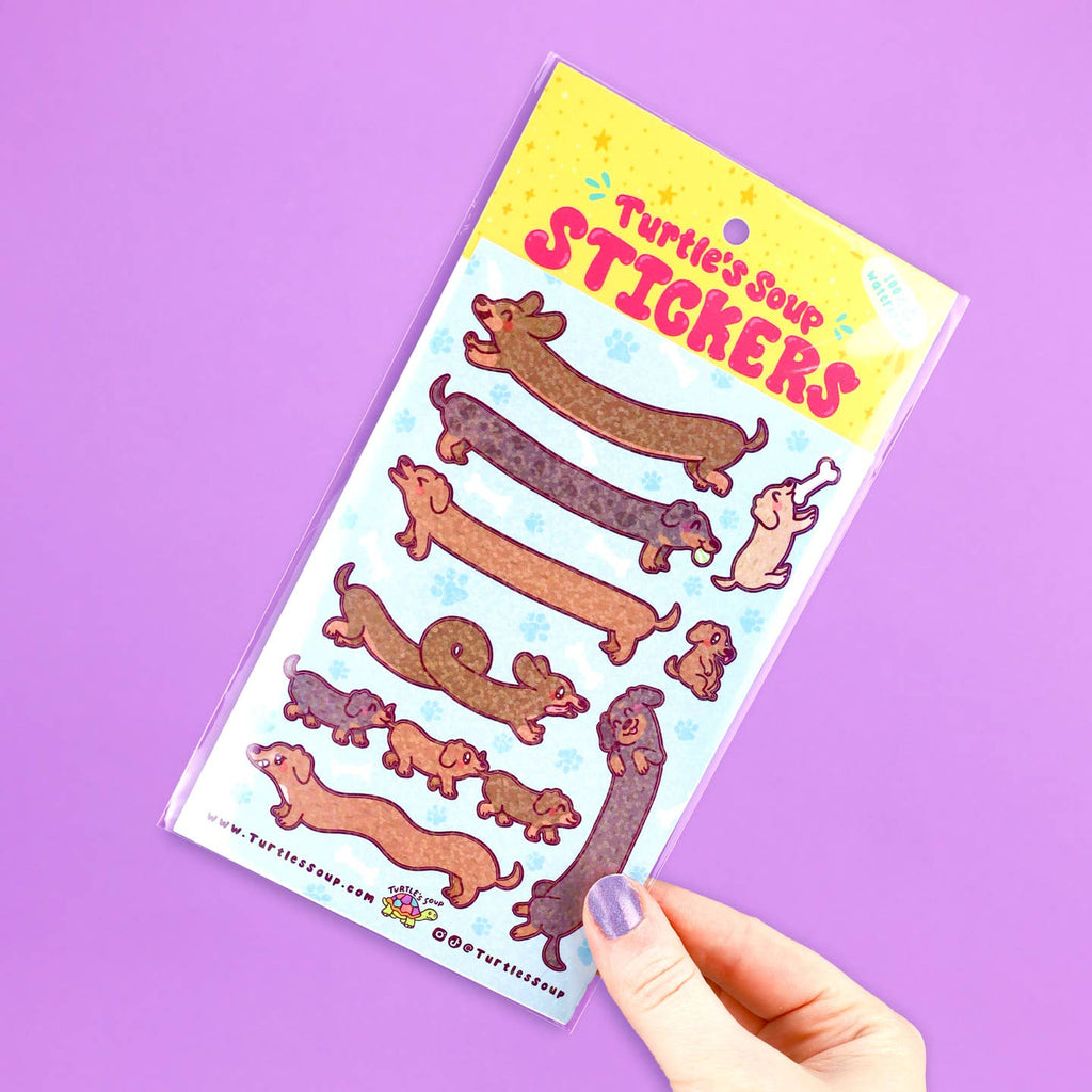 Sausage Dogs Sparkly Sticker Sheet - Freshie & Zero Studio Shop