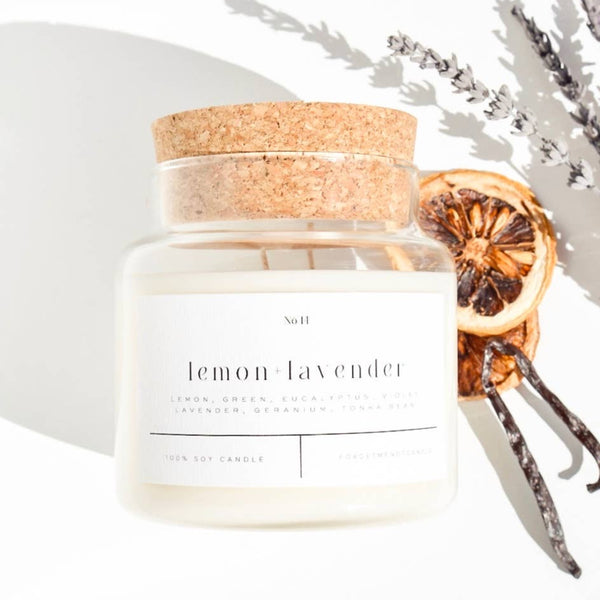 Lemon + Lavender 22 oz Glass Candle - Freshie & Zero Studio Shop
