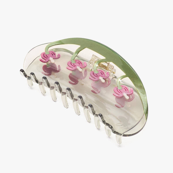 Bleeding Heart Flower Long Green Hair Claw Clip - Freshie & Zero Studio Shop