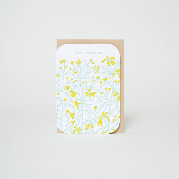 Egg Press sympathy floral letterpress greeting card featuring delicate floral designs and heartfelt message in elegant script.