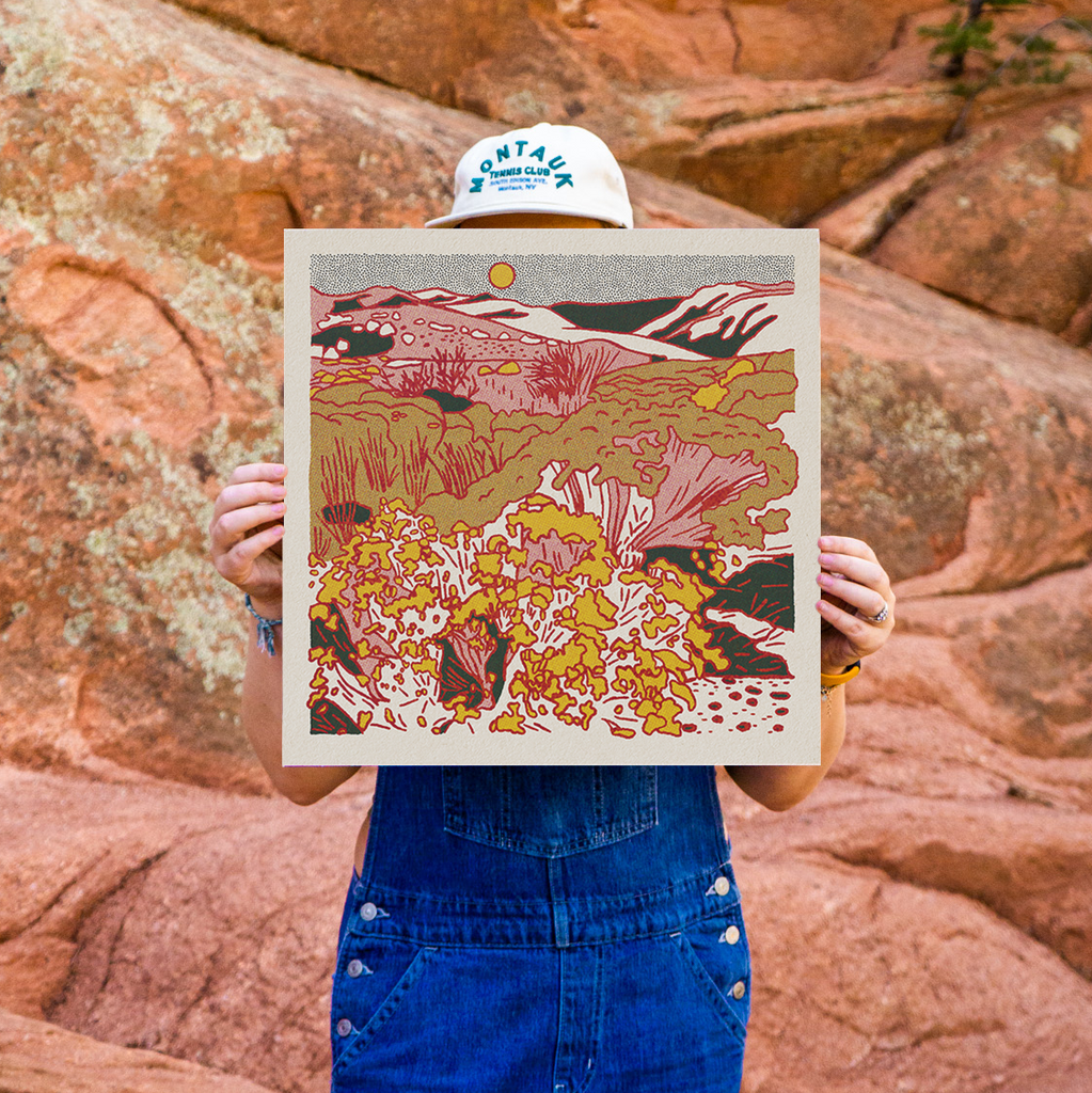 Caroline Clark Desert Mountain #2 art print featuring layered desert mountains in warm neutral tones