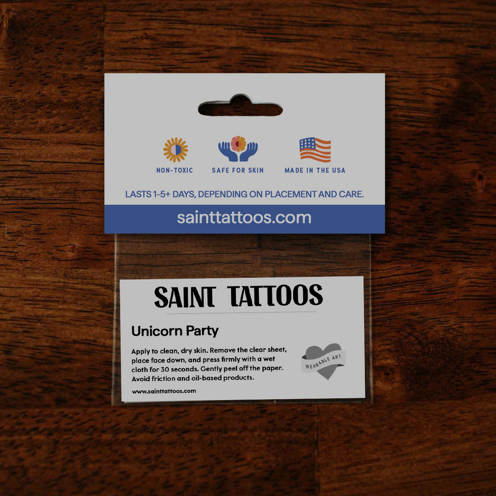 Unicorn Party Temporary Tattoos: Yellow - Freshie & Zero Studio Shop