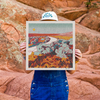 Caroline Clark Desert Mountain #40 square art print featuring layered desert mountains in earthy tones