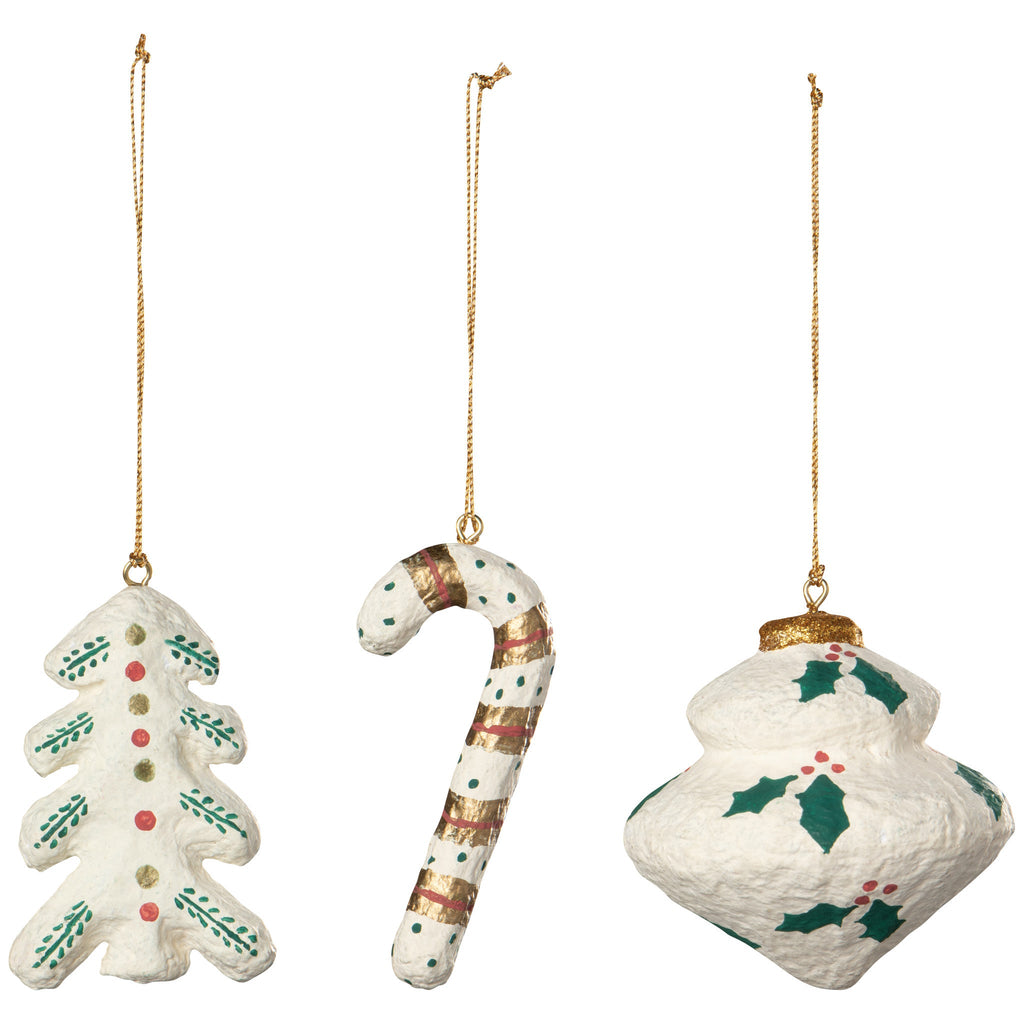 Yuletide Paper Mache Christmas Ornaments - Freshie & Zero Studio Shop