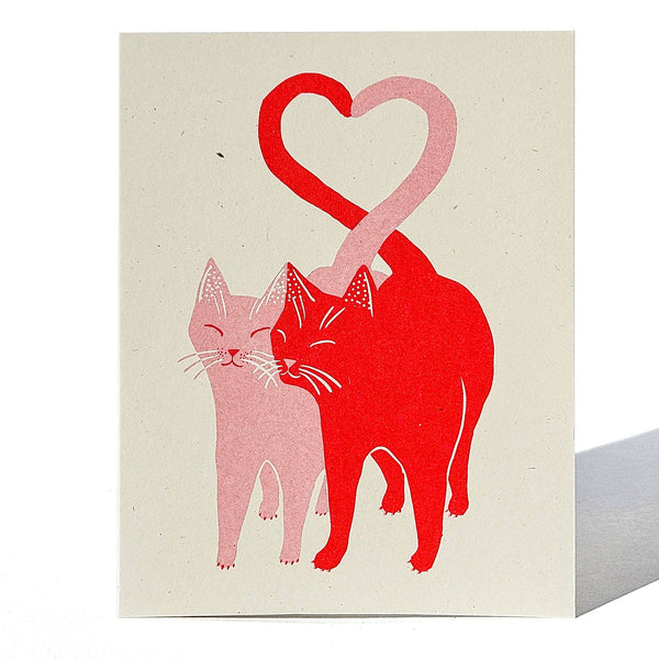 Love Cats Pink and Red Risograph Card - Freshie & Zero Studio Shop