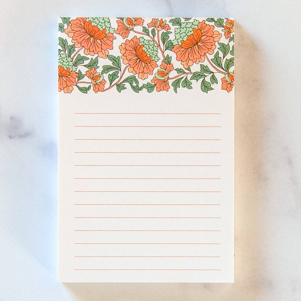 Floral Notepad - Coral - Freshie & Zero Studio Shop