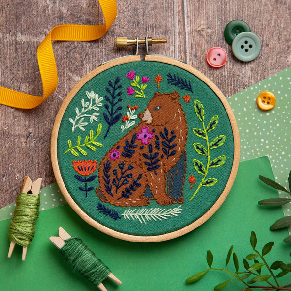 Folk Bear Mini Embroidery Kit | Complete Craft Kit - Freshie & Zero Studio Shop