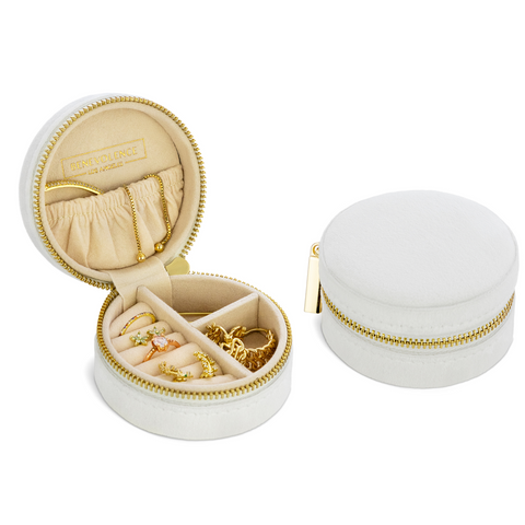 Pearl White Velvet Travel Jewelry Box - Freshie & Zero Studio Shop