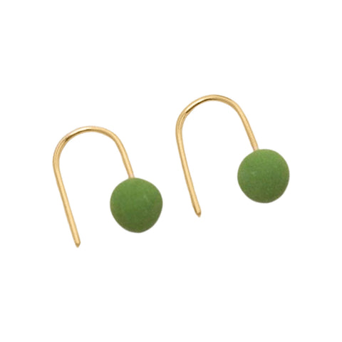 Green Dainty Dot Earrings by Twenty Two West, delicate jewelry featuring small circular design for a subtle, stylish look.