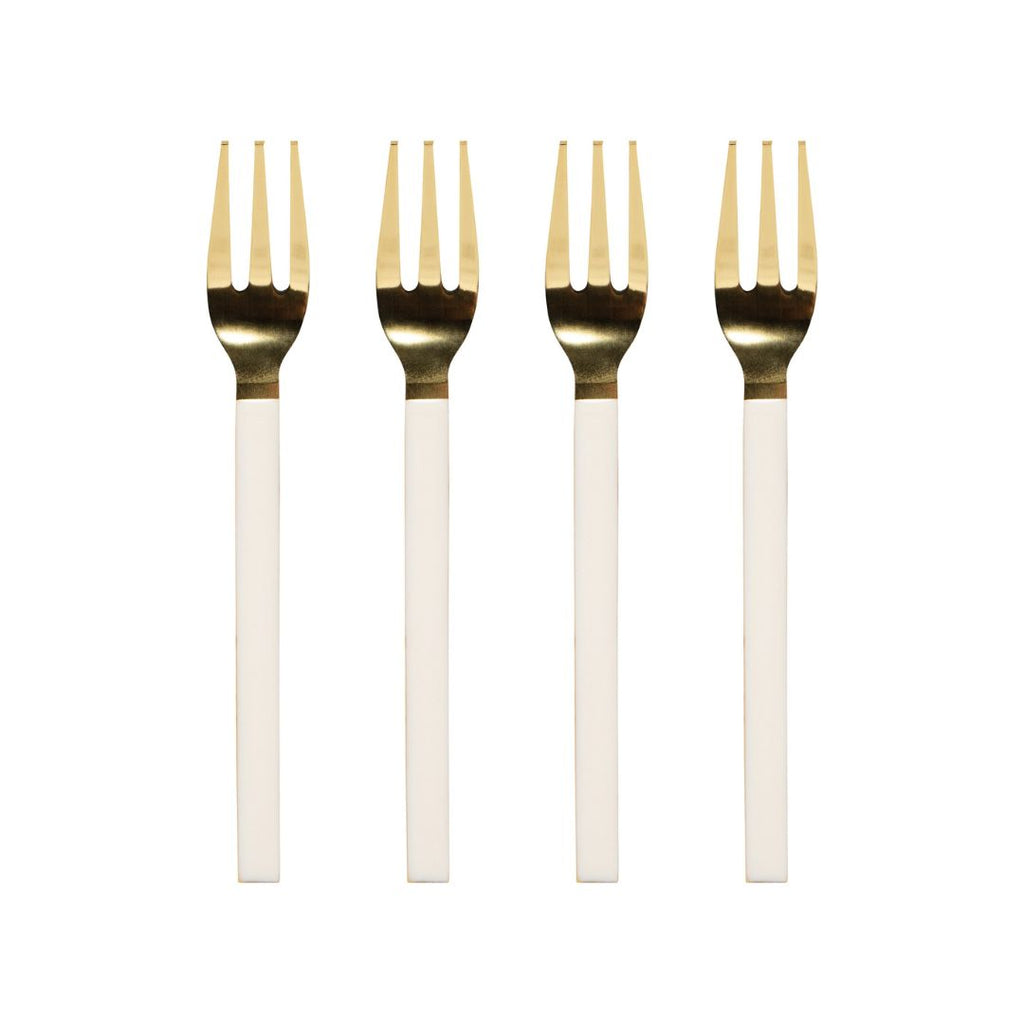 White and Gold Dessert Fork Set By Danica Heirloom - Freshie & Zero Studio Shop