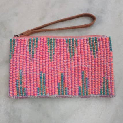 Coral Turquoise Pure Cotton Leather Unisex Beaded Wristlet - Freshie & Zero Studio Shop