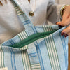 Large Zippered Bag: Beachy Blue Stripe - Freshie & Zero Studio Shop