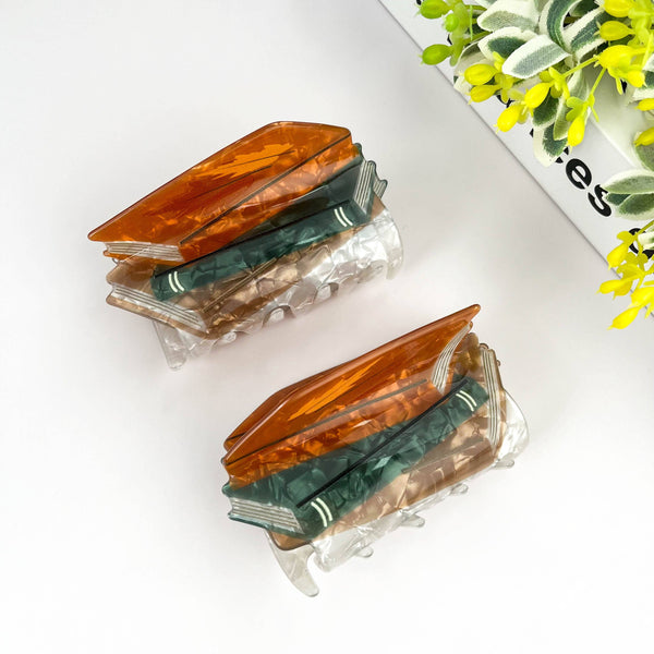 Stacked Fall Books Hair Claw Clip - Freshie & Zero Studio Shop