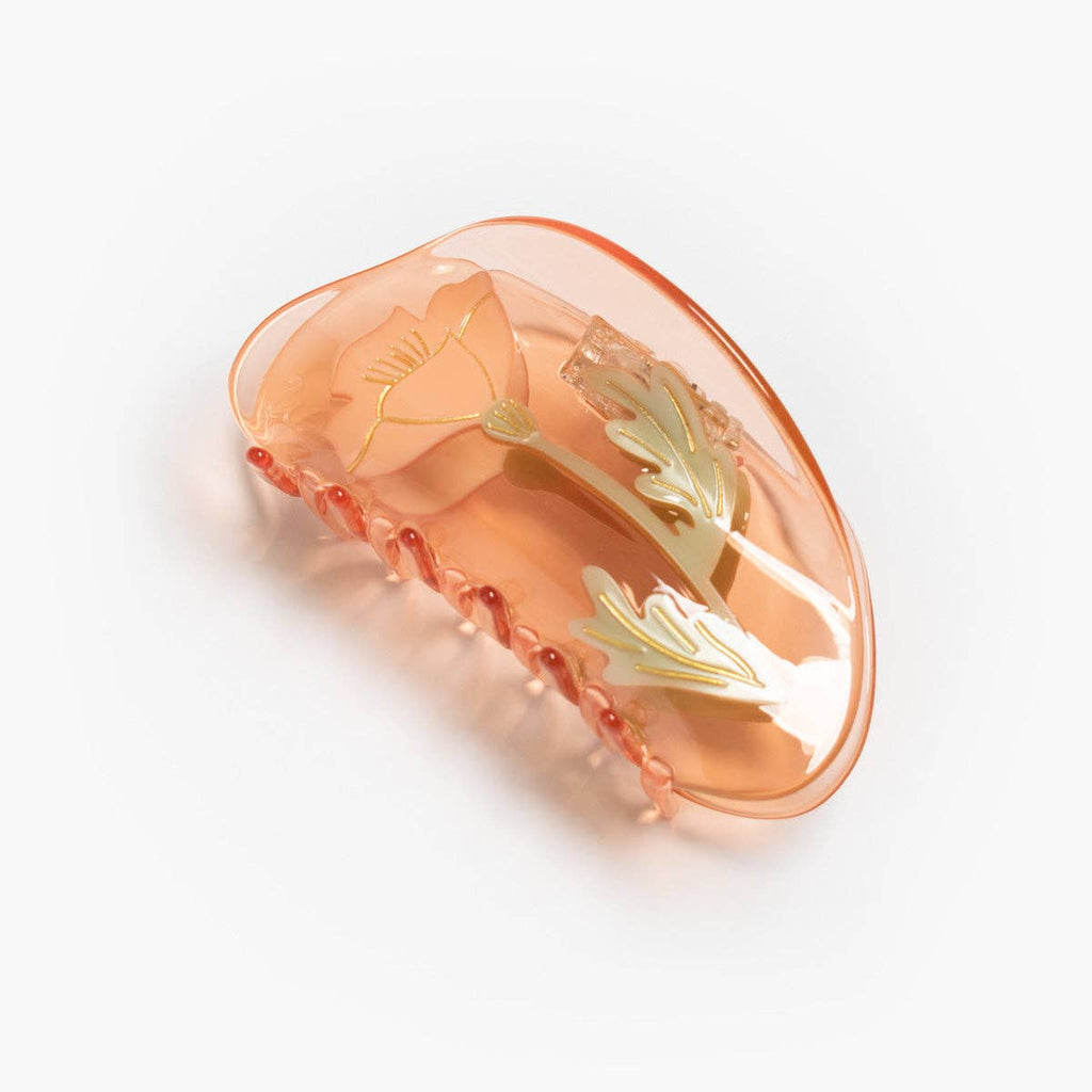 California Poppy Wildflower Hair Claw in Clear Acetate - Freshie & Zero Studio Shop
