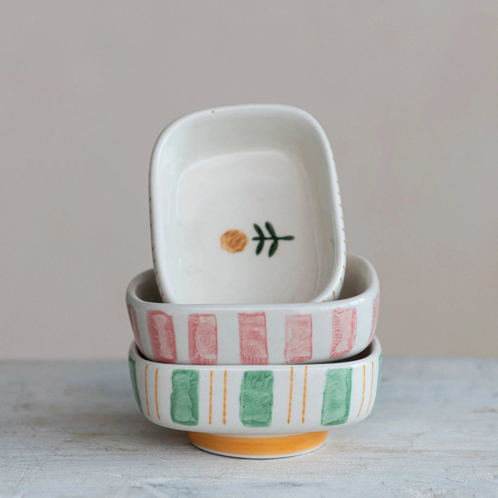 Flower & Stripes Footed Mini Bowl - Freshie & Zero Studio Shop